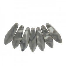 Czech Glass Daggers Perlen 5x16mm Crystal chrome stripes matted